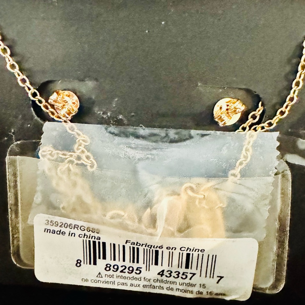 Coach Rose Gold Open Circle Necklace and Tea Rose Stud Earrings Set NWT - Picture 4 of 8